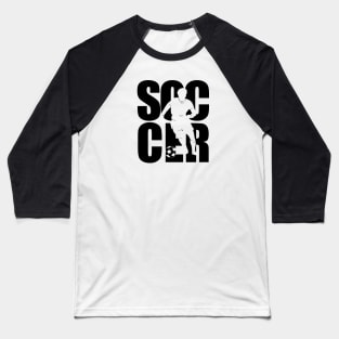 soccer text masking black Baseball T-Shirt